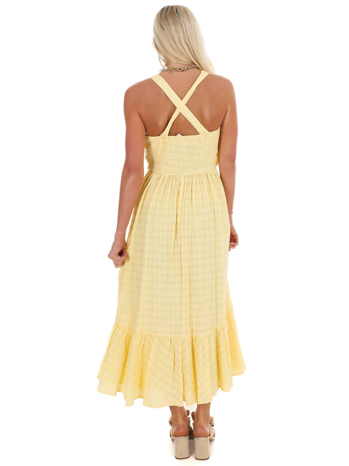 In February - Better Mood Textured Flare Midi Dress