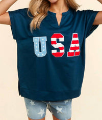 Haptics - Give Me Liberty Boxy Short Seeve V-neck Tee