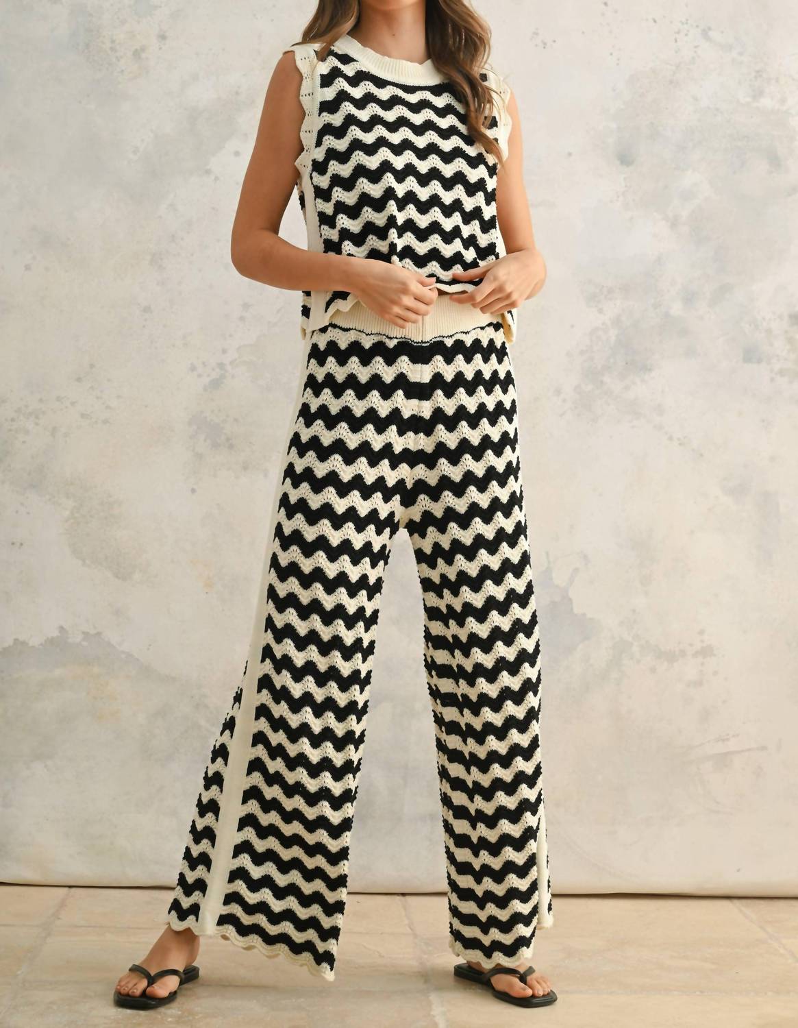Miou Muse - Color Combo Crochet Knitted Pants