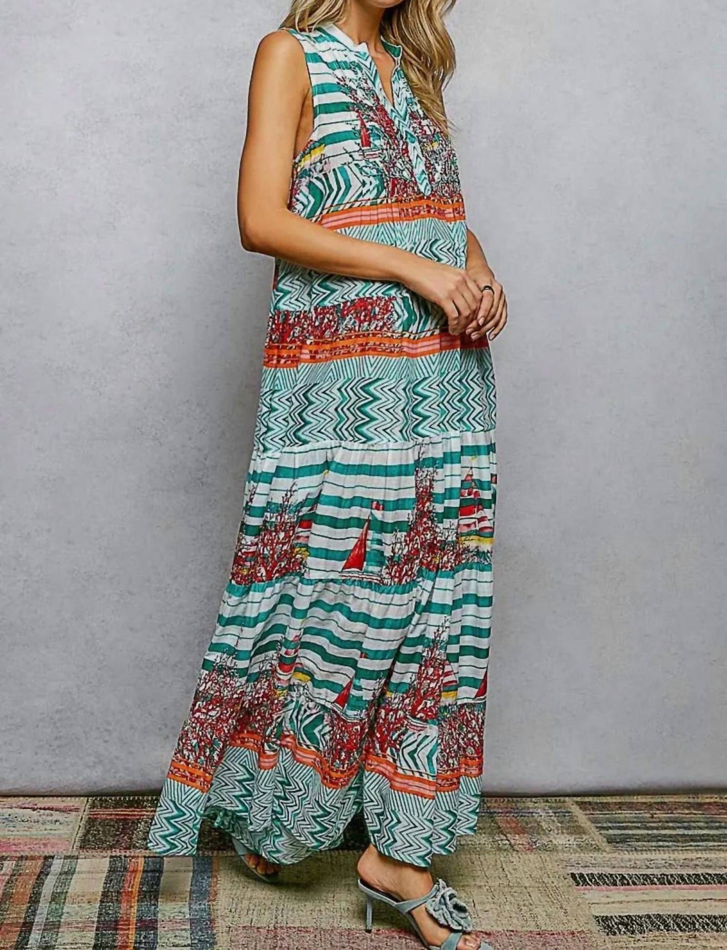 Pol - V Neck Sleeveless Long Dress