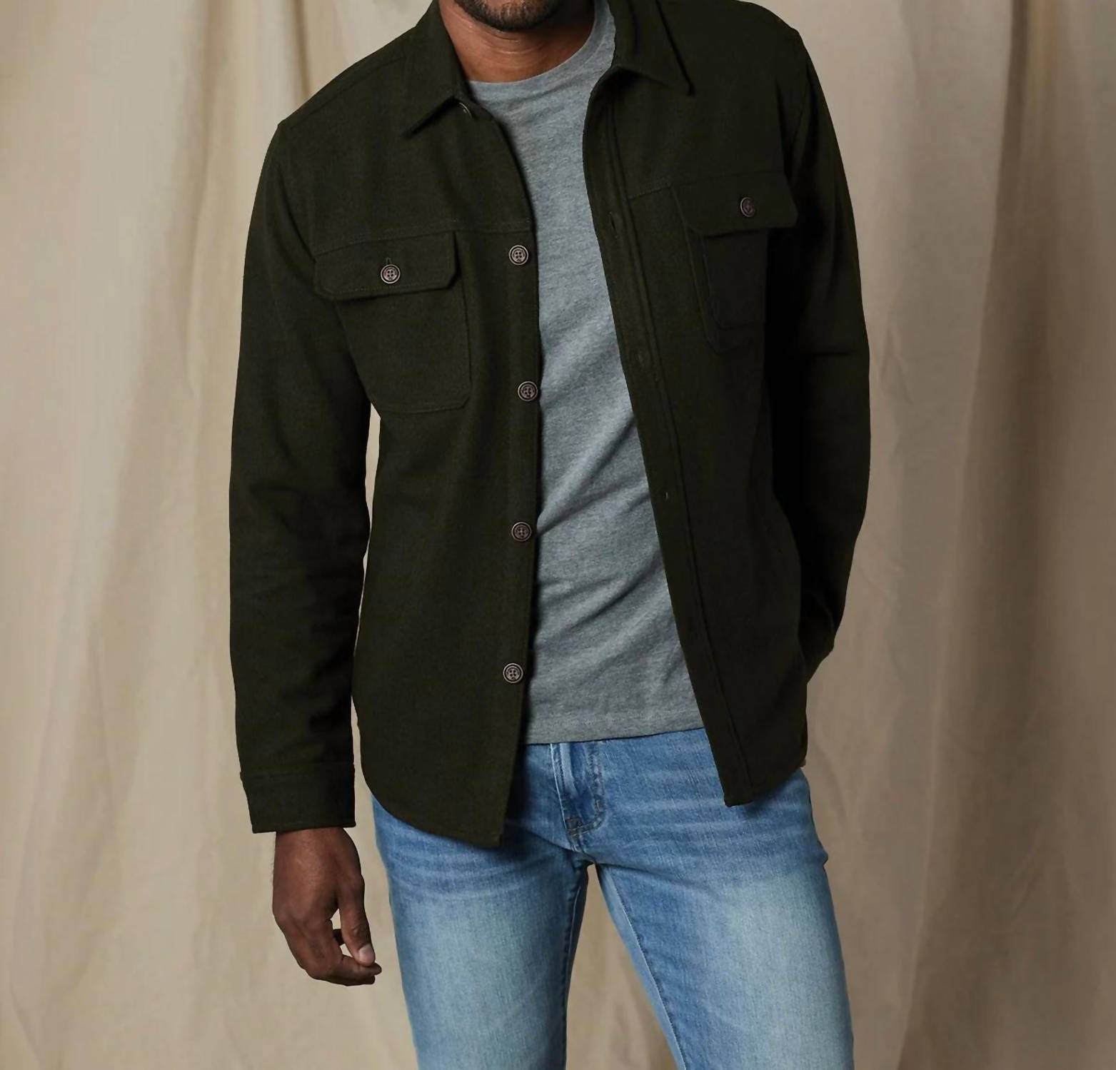 The Normal Brand Brightside Flannel Lined Workwear Jacket in green - men's shirt