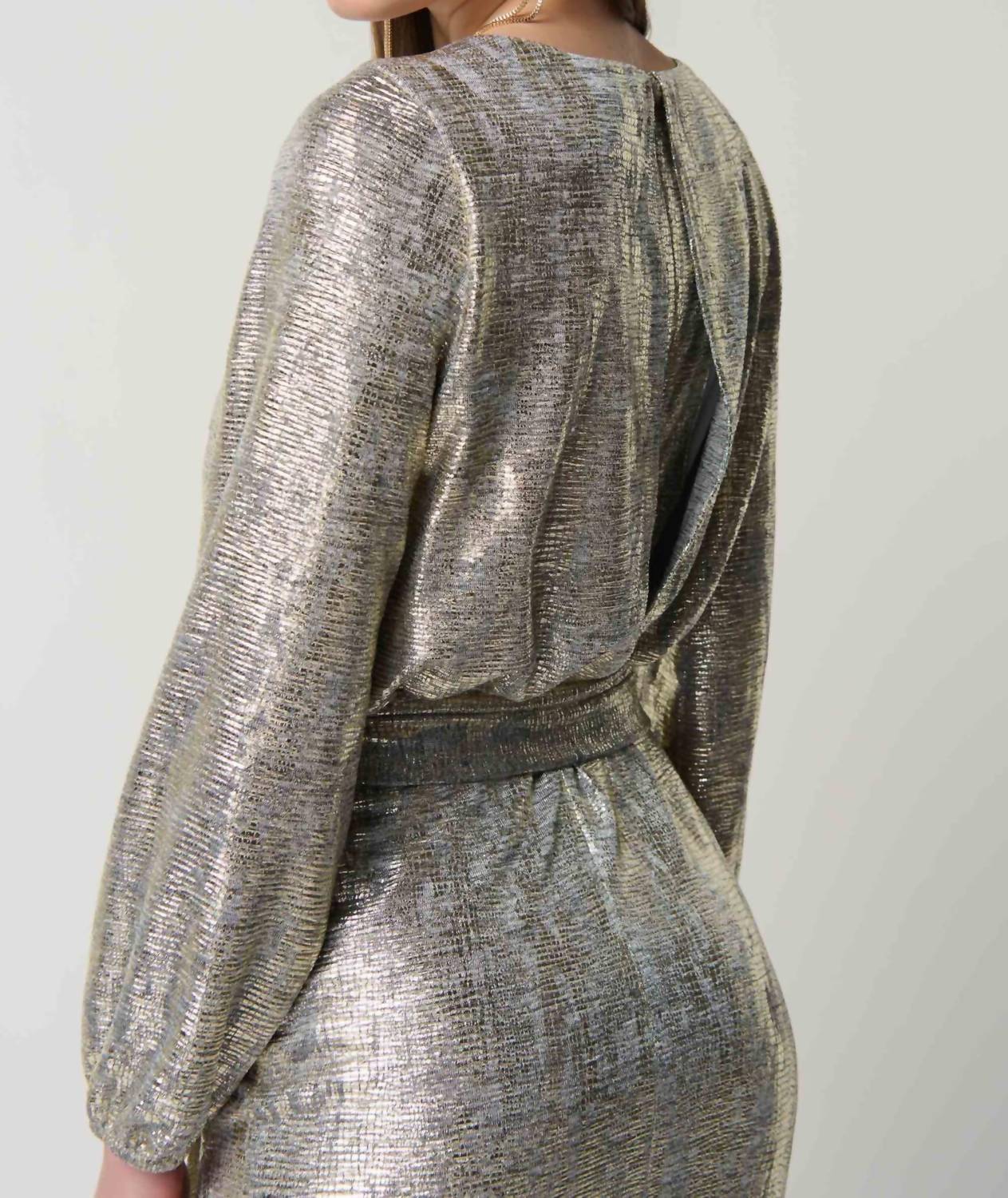 Joseph Ribkoff - Metallic Belted Wrap Dress