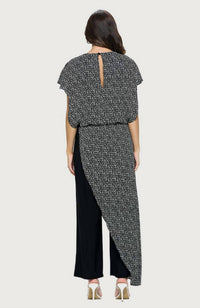 Last Tango - Printed Jumpsuit With Chiffon Overlay