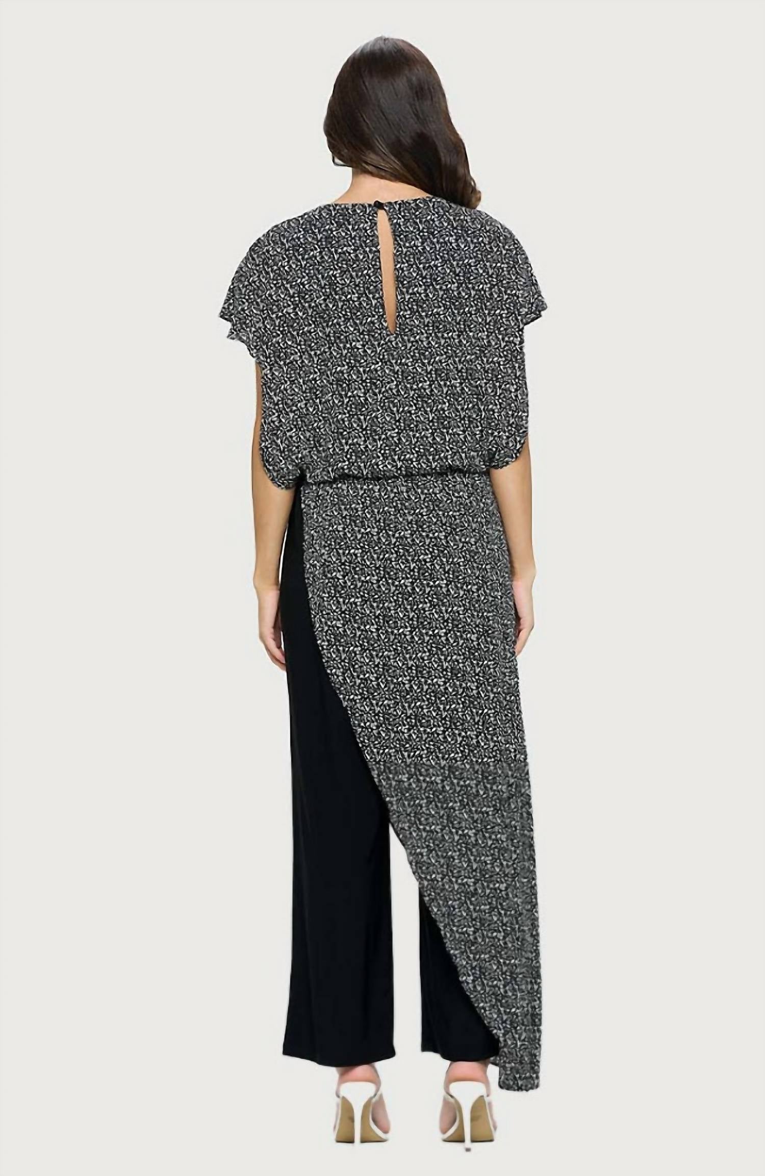 Last Tango - Printed Jumpsuit With Chiffon Overlay