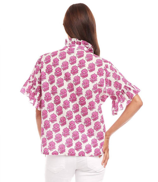 Karen Kane - Women's Short Sleeve Ruffle Trim Top