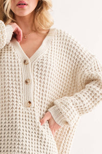 And The Why - Henley Waffle Textured Sweater - Plus