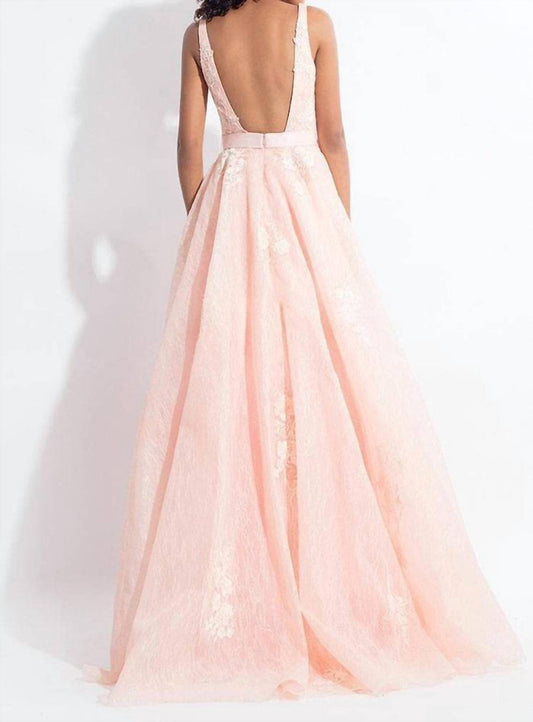 Rachel Allan - Textured Sleeveless Detail Prom Gown