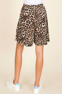 BOMBOM Casual Elastic Waist Animal Print Shorts in leopard - women's shorts - view 4