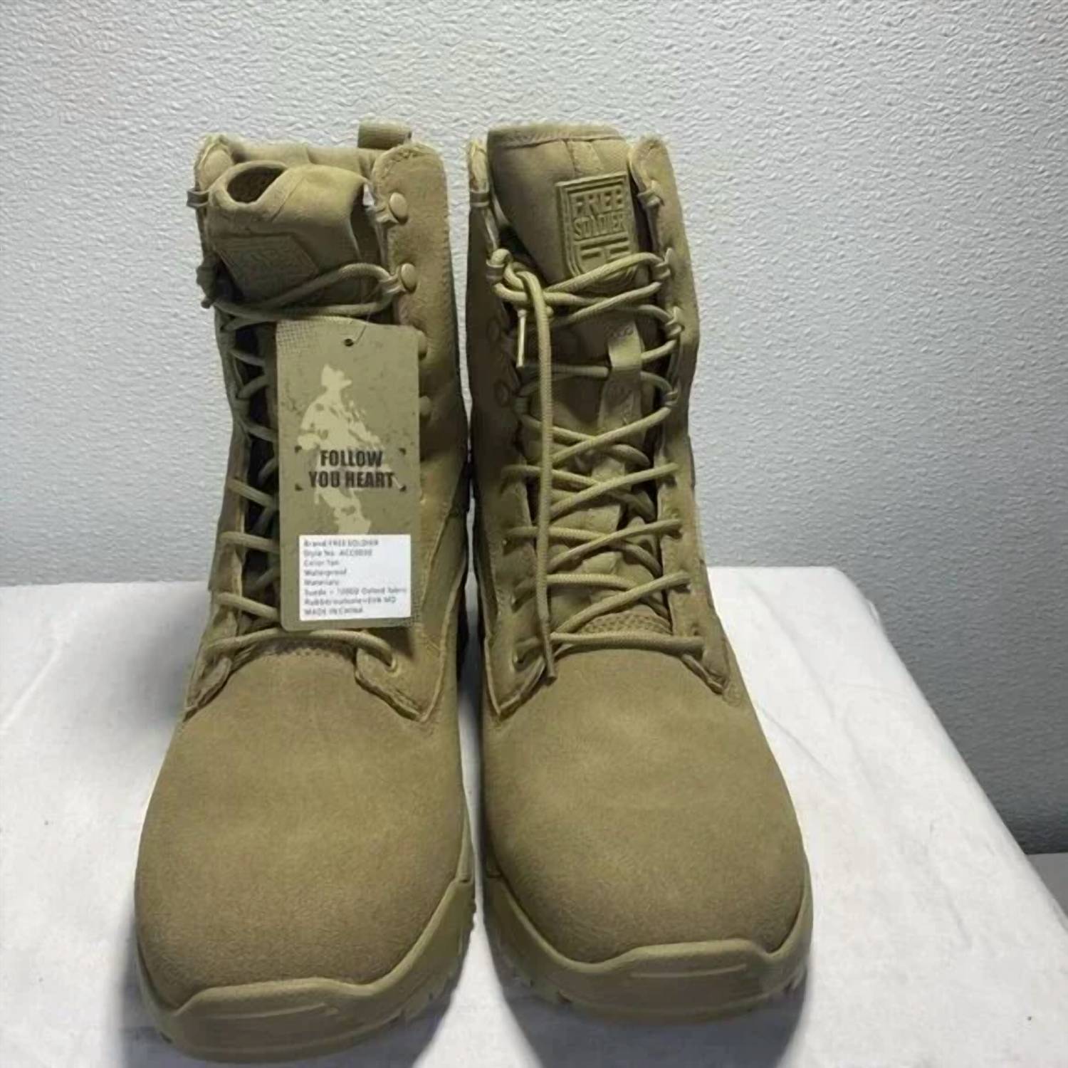 Free Soldier Men's Tactical Lace-up Desert Boots in tan - men's boots - alternate view