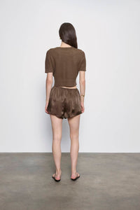 Enza Costa - LINEN OPEN KNIT CROPPED SHORT SLEEVE SWEATER