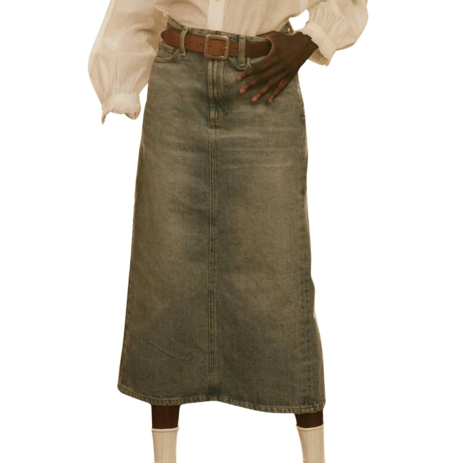THE GREAT. Women's The Column Skirt in monterey wash - women's skirt