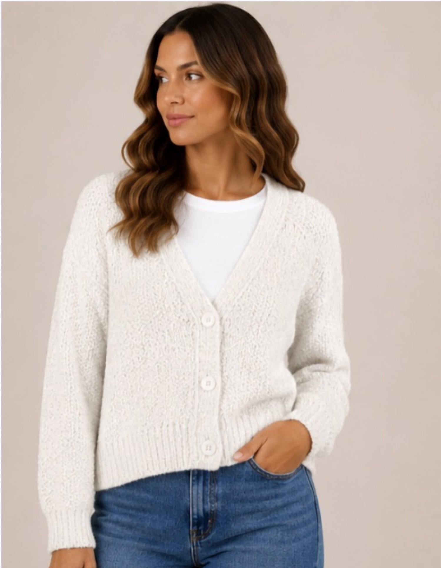 Autumn Cashmere - Stripe Cropped V Cardigan