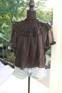 Trend:Notes - Women's Short Sleeve Sheer Blouse