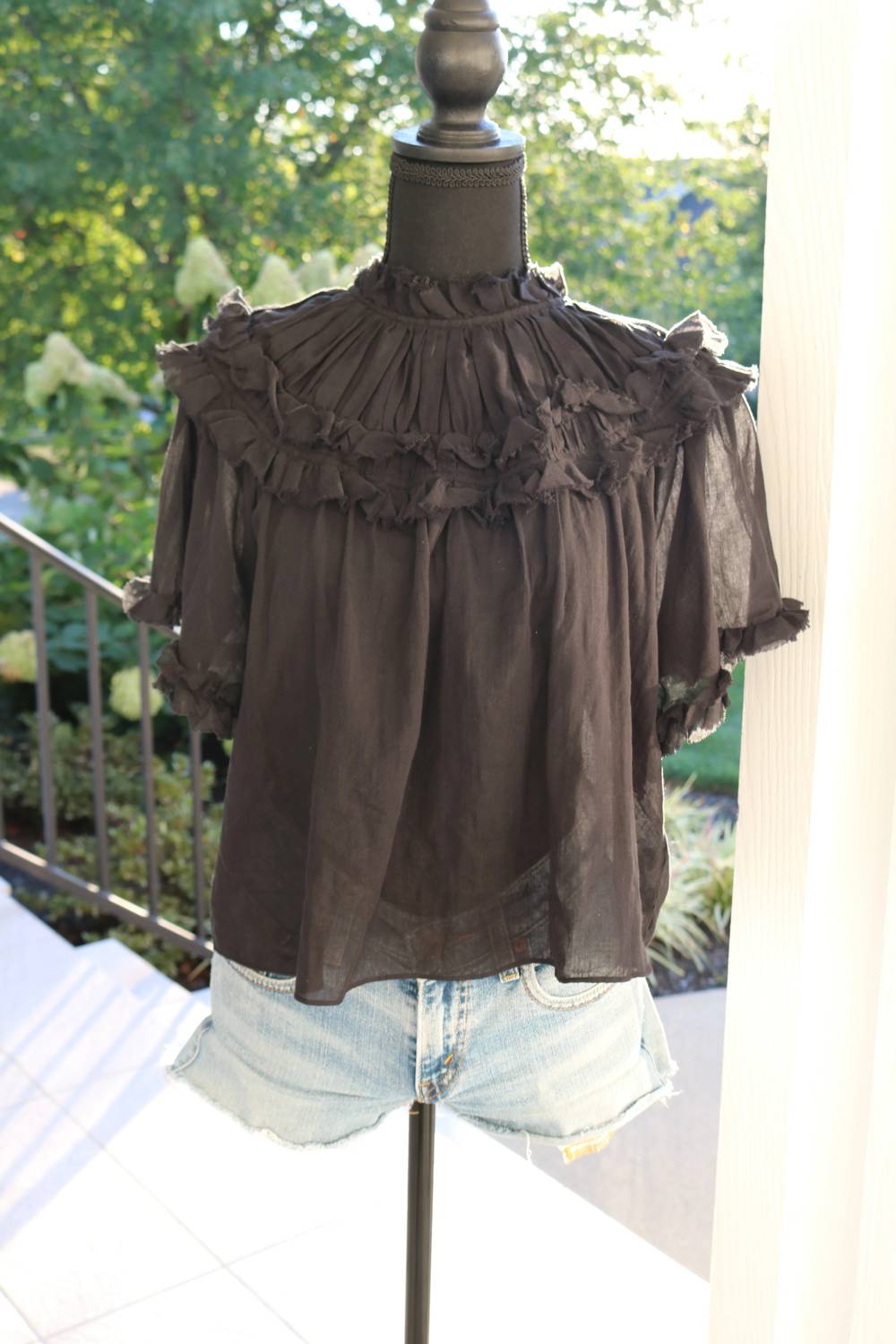 Trend:Notes - Women's Short Sleeve Sheer Blouse