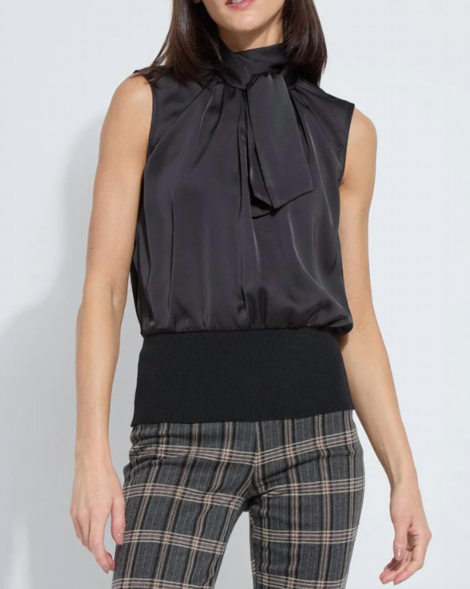 Lysse Indira Mixmedia Scarf Blouse in black - women's blouse