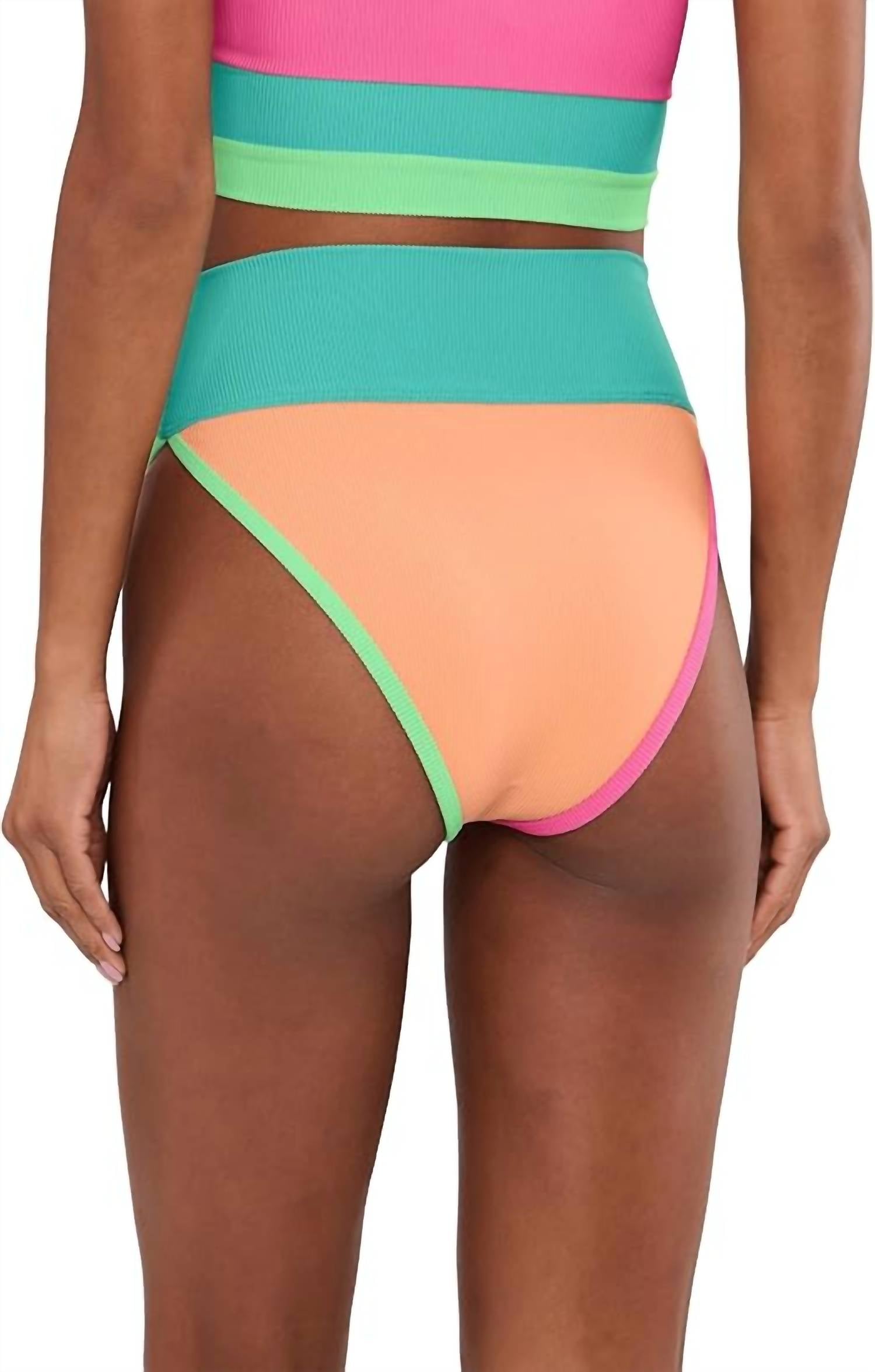 Beach Riot - Emmy Ribbed Color Block High Waisted Swim Bottom