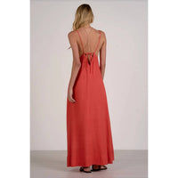 Elan - Havana V-neck Spaghetti Strap Maxi Dress