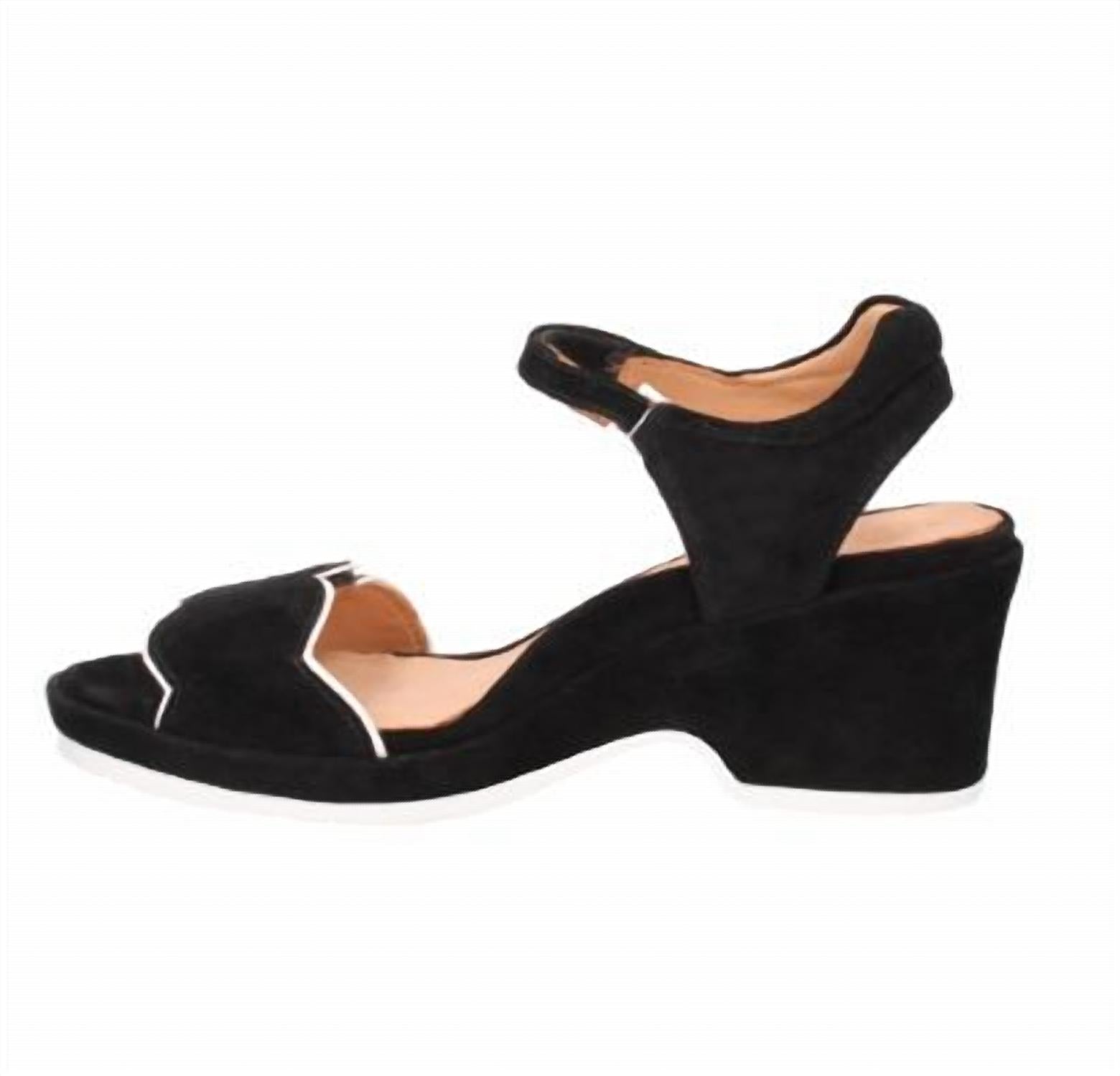 L'amour Des Pieds Women's Marora Suede Sandal in black white - women's sandal - detail view