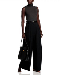 MAJESTIC FILATURES Soft Touch Sleeveless Turtleneck Top in anthracite chine - women's blouse - detail view