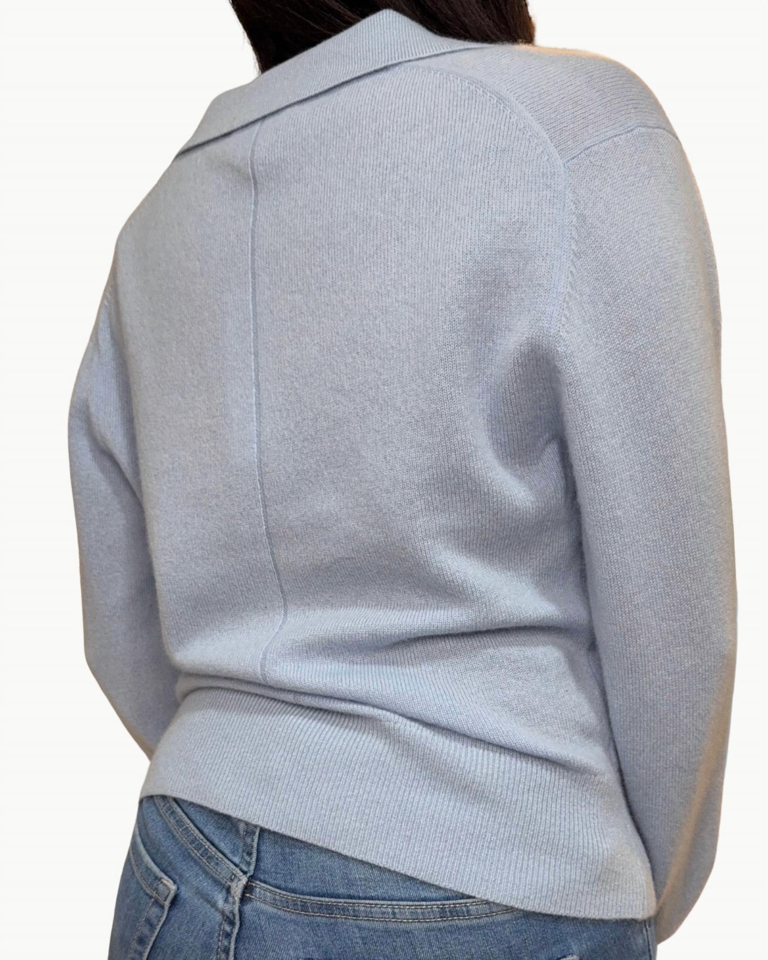 White + Warren - Cashmere V-neck Polo Long Sleeve Top