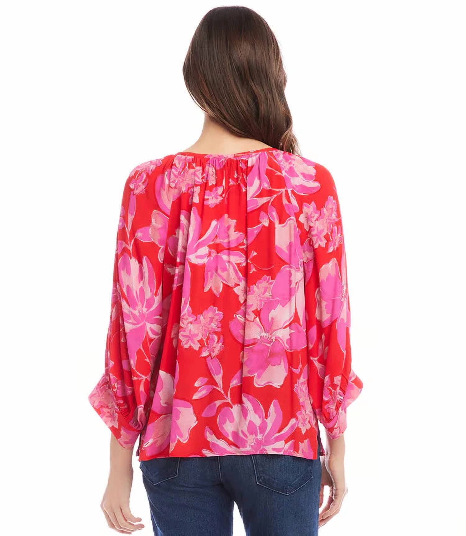 Karen Kane - Farren Floral Print Blouson Sleeve Top