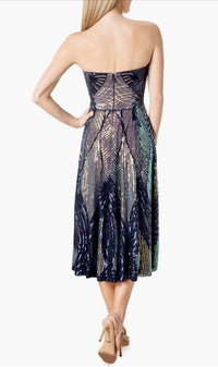 DRESS THE POPULATION Sequin Fit & Flare Dress in multi - women's dress - alternate view