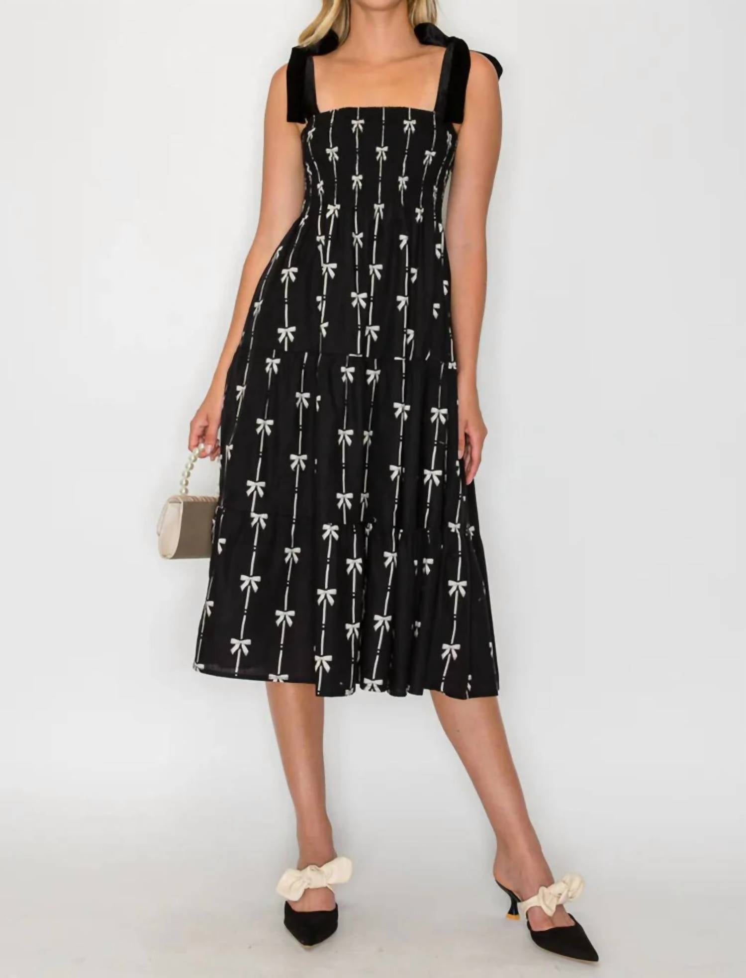Meet Me In Santorini - Holiday Bow Midi Dress