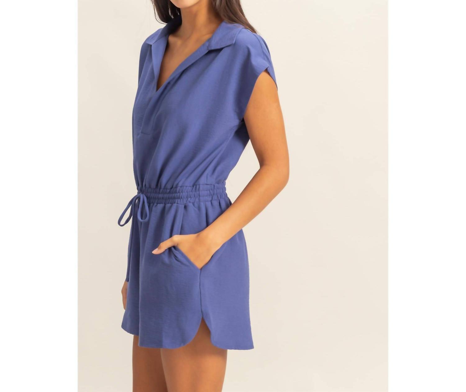 Hyfve - Collared Romper with Buttonless Placket