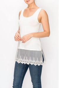Origami - Embroidered Lace Extender Tank