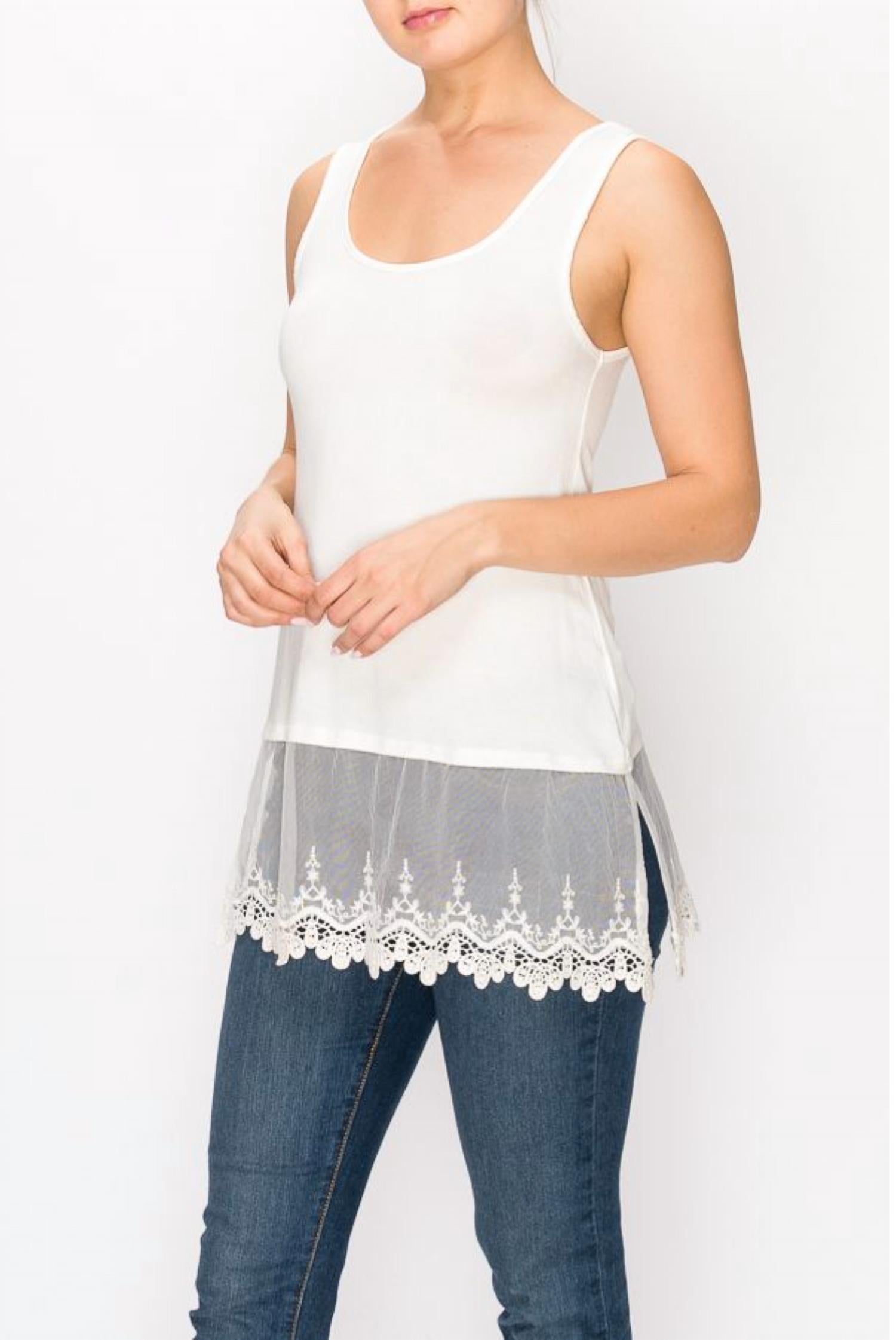 Origami - Embroidered Lace Extender Tank