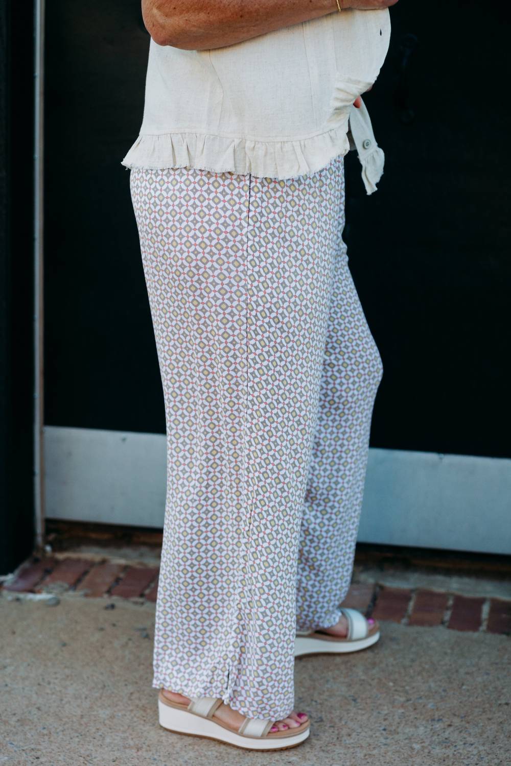 Multiples - Elastic Shirred Pant Wide Leg Crop