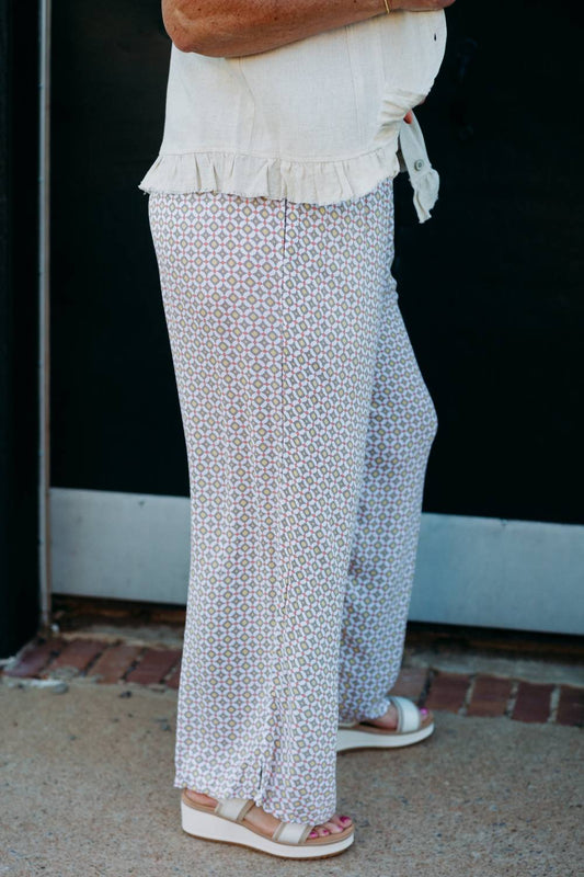 Multiples - Elastic Shirred Pant Wide Leg Crop