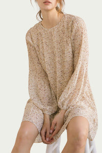 FLORAL-PRINT CHIFFON TUNIC MINI DRESS