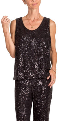 GIGI MODA Festa Sequin Tank Top in black - women's tank top