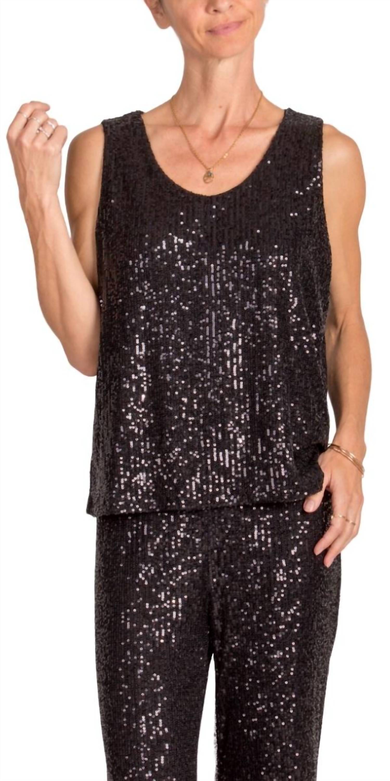 GIGI MODA Festa Sequin Tank Top in black - women's tank top