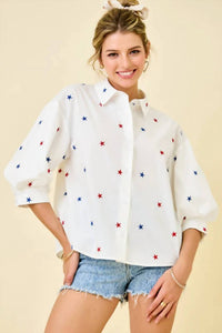 Day + Moon - Stars Fireworks Stars Button Up Top