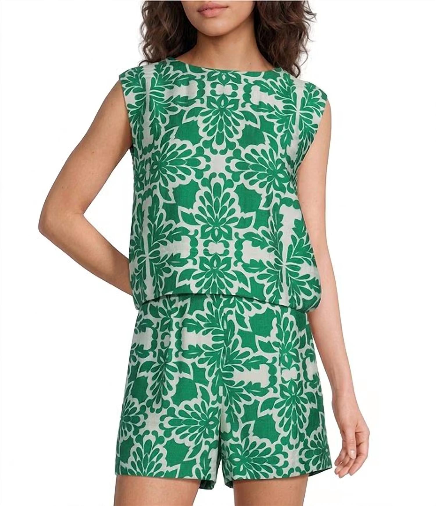 Skies Are Blue - Printed Crew Neck Sleeveless Coordinating Top