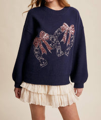 Listicle Horseshoes And Sequins Sweater in dark blue - women's sweater