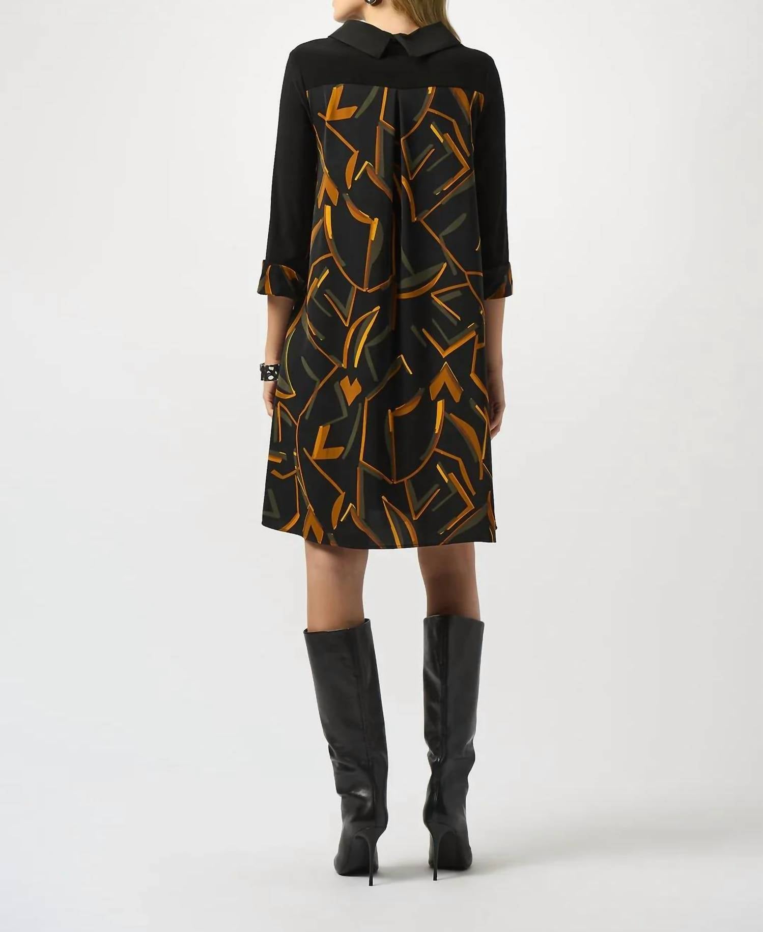 Joseph Ribkoff - Abstract Print 3/4 Sleeves Dress
