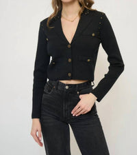 Central Park West Crystal Knit Blazer in black - women's jacket