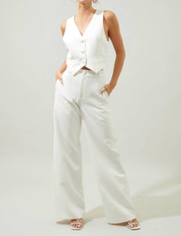 SUGARLIPS Chelsea Button Up Vest in white - women's jacket - alternate view