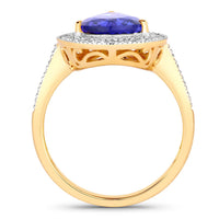 Diana M Jewels Women's Pear Natural Tanzanite Fashion Ring (3.37 Ct) - Signature Plus in 14k yellow gold - women's jewelry - detail view