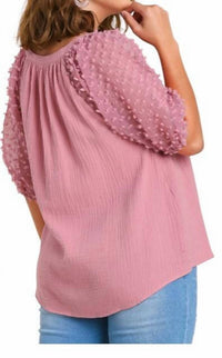 Umgee - Floral Applique Detail Blouse