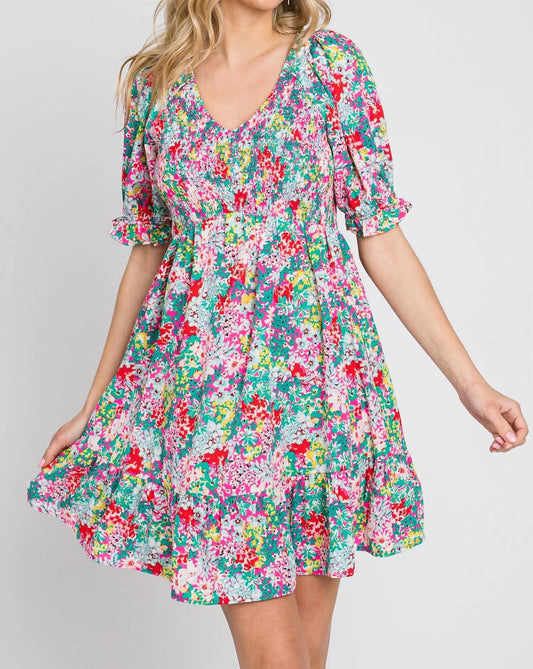 Jodifl - Dainty Floral Print Babydoll Dress