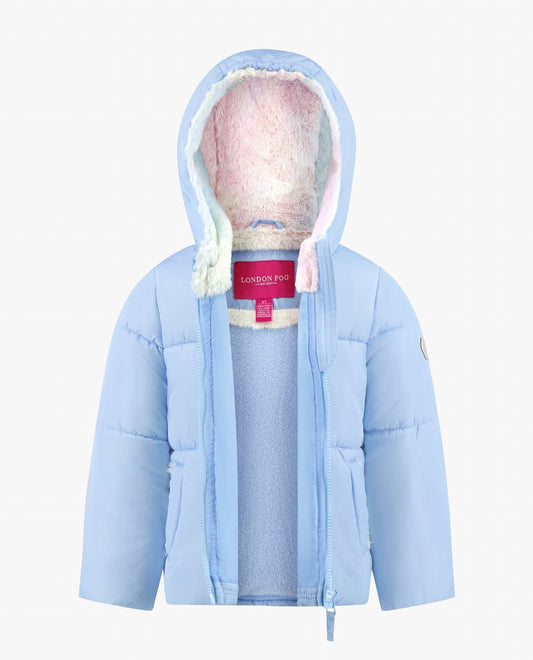 London Fog - Toddler Girls Zip-front Hooded Loose Fit Puffer Jacket