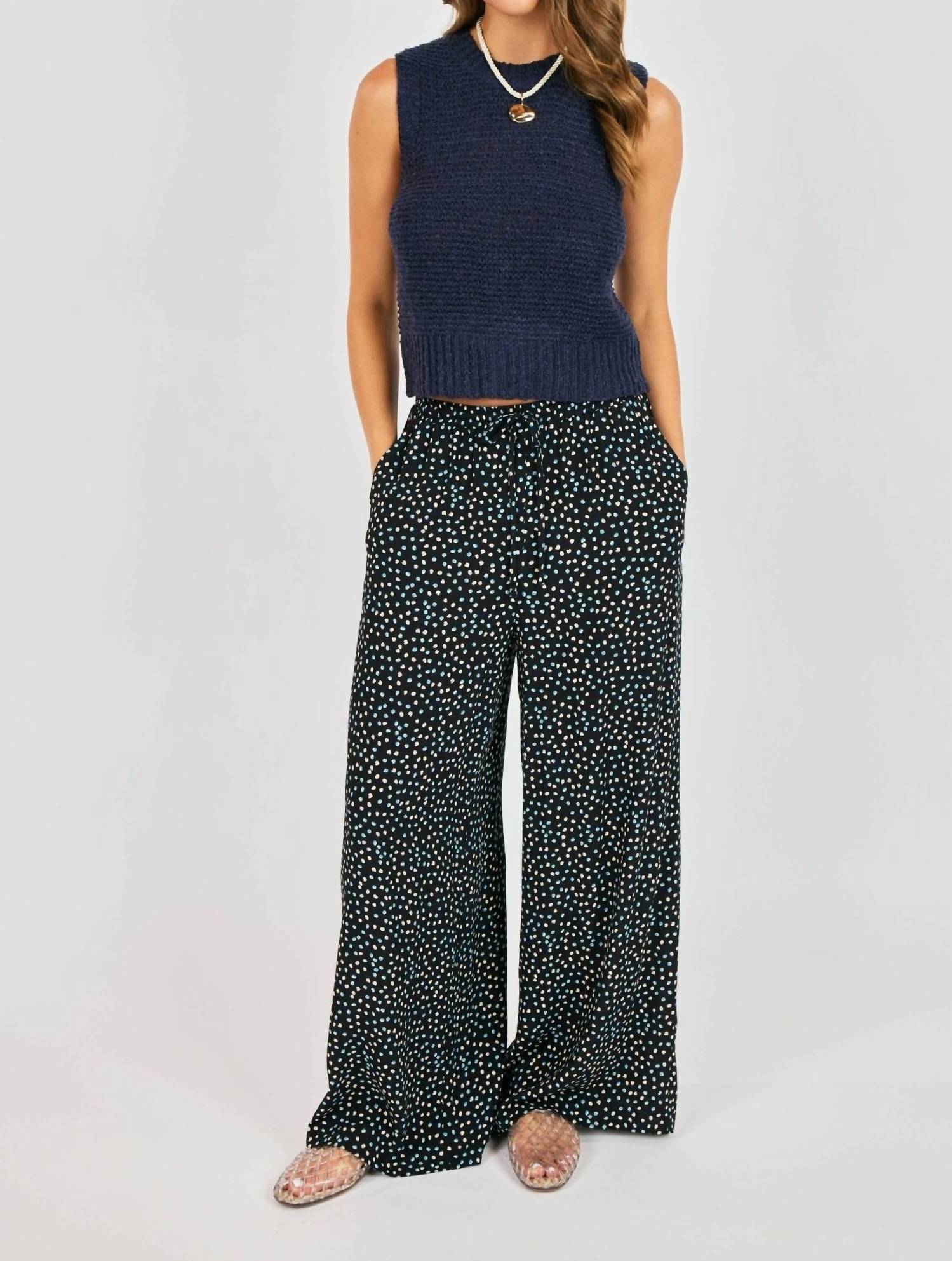 Sadie & Sage - New Romance Wide Leg Polka Dot Drawstring Pants