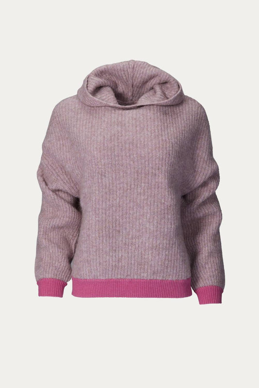 WOOL BLEND DROP SHOULDER COWL NECK HOODIE