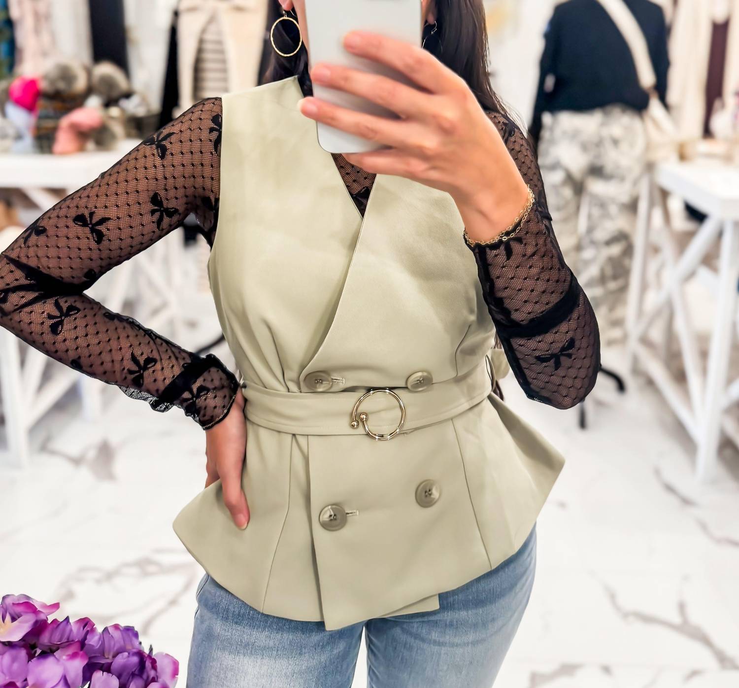 En Saison - Women's London Fog Double Button Vest