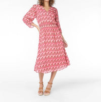 Esqualo - Elastic Waist Crossover Long Zigzag Crepe Dress
