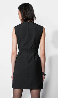 Greylin - Olivia Textured Jacquard Mini Dress With Bow